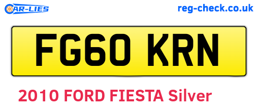 FG60KRN are the vehicle registration plates.