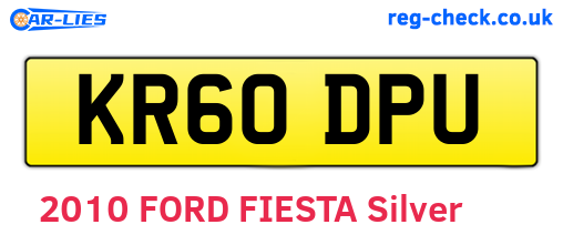 KR60DPU are the vehicle registration plates.