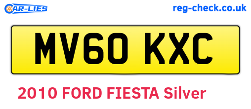 MV60KXC are the vehicle registration plates.