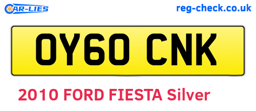OY60CNK are the vehicle registration plates.
