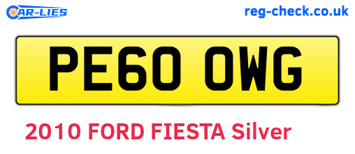 PE60OWG are the vehicle registration plates.
