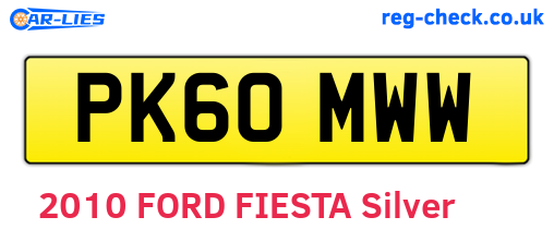 PK60MWW are the vehicle registration plates.