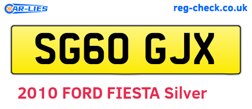 SG60GJX are the vehicle registration plates.