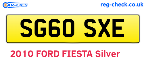 SG60SXE are the vehicle registration plates.