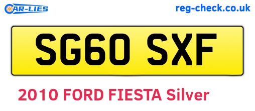 SG60SXF are the vehicle registration plates.
