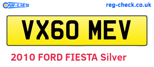 VX60MEV are the vehicle registration plates.