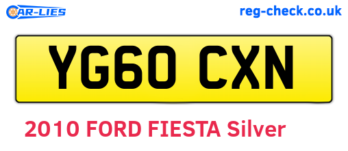 YG60CXN are the vehicle registration plates.