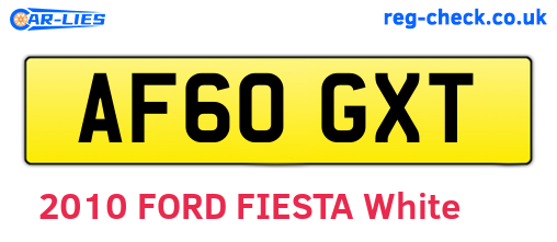 AF60GXT are the vehicle registration plates.