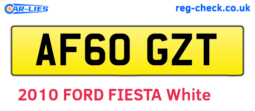 AF60GZT are the vehicle registration plates.