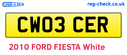 CW03CER are the vehicle registration plates.