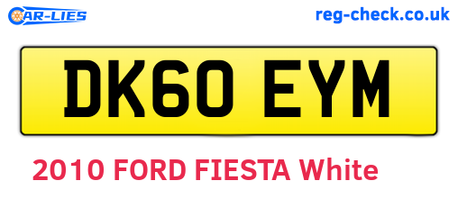DK60EYM are the vehicle registration plates.
