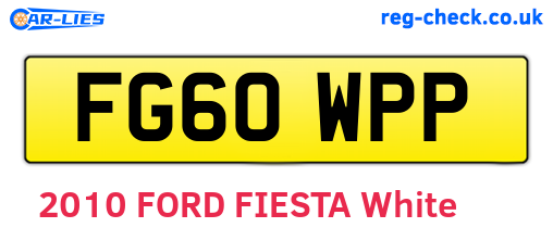FG60WPP are the vehicle registration plates.