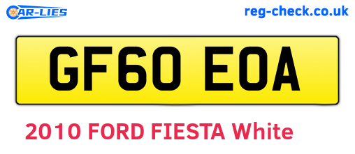 GF60EOA are the vehicle registration plates.