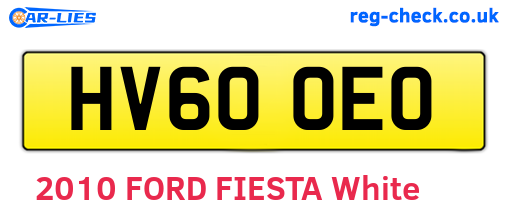 HV60OEO are the vehicle registration plates.