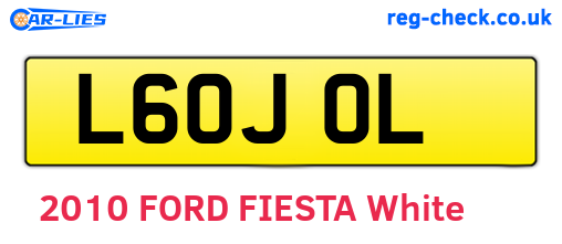 L60JOL are the vehicle registration plates.