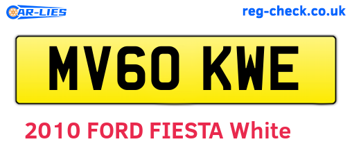 MV60KWE are the vehicle registration plates.