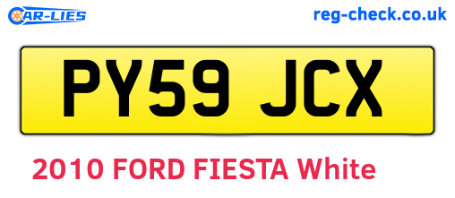 PY59JCX are the vehicle registration plates.