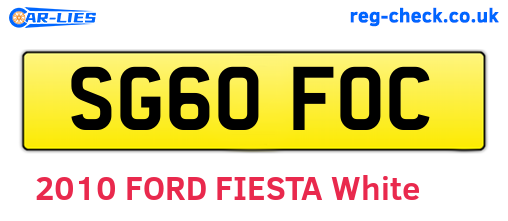 SG60FOC are the vehicle registration plates.