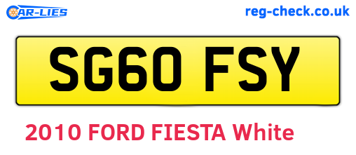 SG60FSY are the vehicle registration plates.