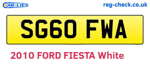 SG60FWA are the vehicle registration plates.