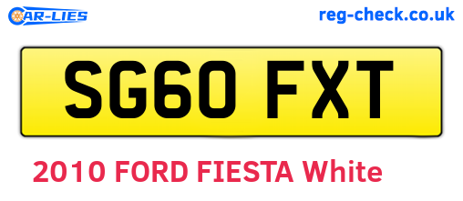SG60FXT are the vehicle registration plates.