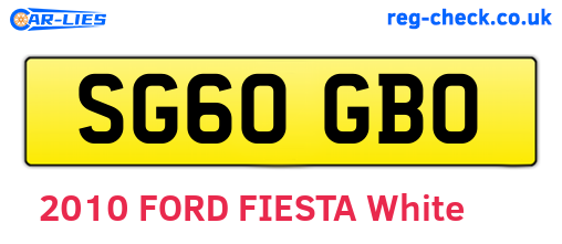 SG60GBO are the vehicle registration plates.