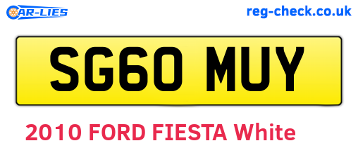 SG60MUY are the vehicle registration plates.