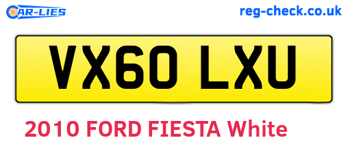 VX60LXU are the vehicle registration plates.