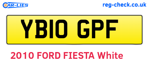 YB10GPF are the vehicle registration plates.
