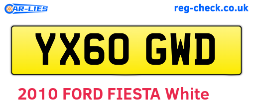 YX60GWD are the vehicle registration plates.