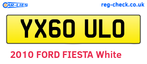 YX60ULO are the vehicle registration plates.