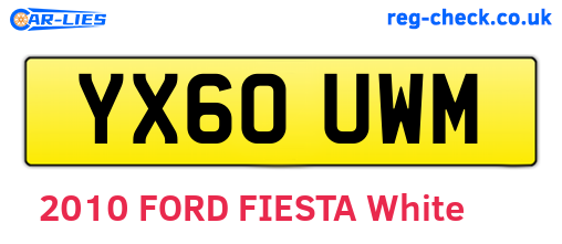 YX60UWM are the vehicle registration plates.
