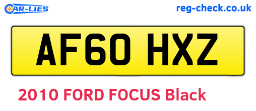 AF60HXZ are the vehicle registration plates.