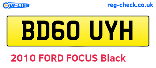 BD60UYH are the vehicle registration plates.