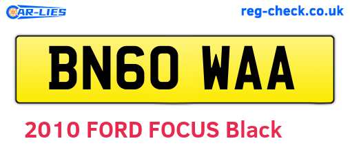 BN60WAA are the vehicle registration plates.
