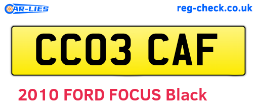 CC03CAF are the vehicle registration plates.