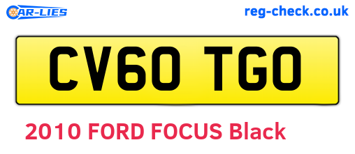 CV60TGO are the vehicle registration plates.