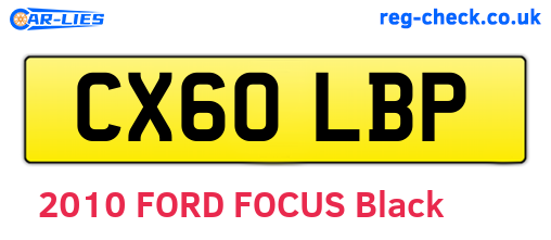 CX60LBP are the vehicle registration plates.