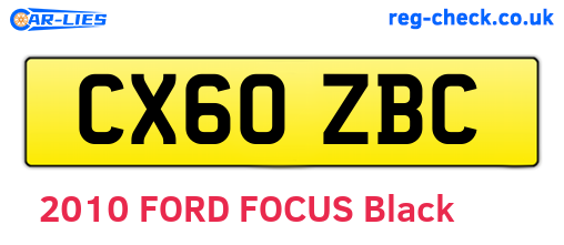 CX60ZBC are the vehicle registration plates.