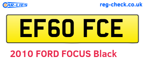 EF60FCE are the vehicle registration plates.