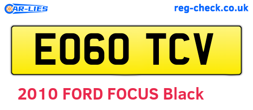 EO60TCV are the vehicle registration plates.