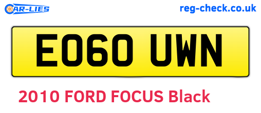 EO60UWN are the vehicle registration plates.