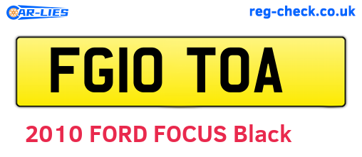 FG10TOA are the vehicle registration plates.