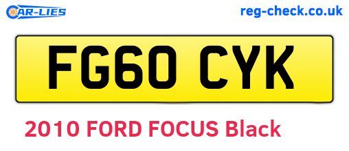 FG60CYK are the vehicle registration plates.