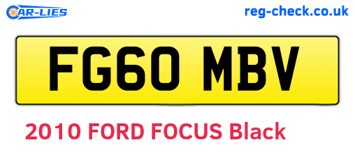 FG60MBV are the vehicle registration plates.