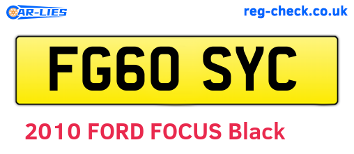 FG60SYC are the vehicle registration plates.