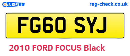 FG60SYJ are the vehicle registration plates.