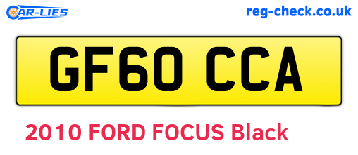 GF60CCA are the vehicle registration plates.