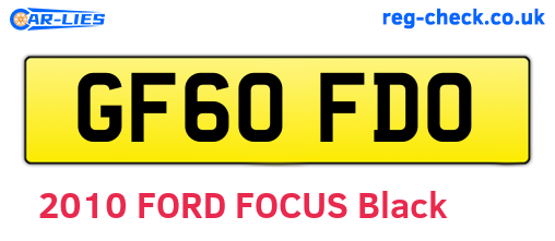 GF60FDO are the vehicle registration plates.