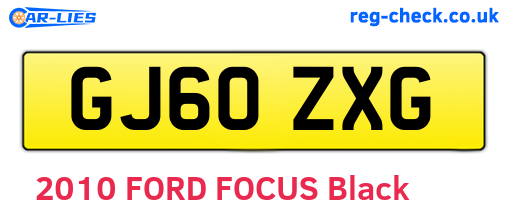 GJ60ZXG are the vehicle registration plates.